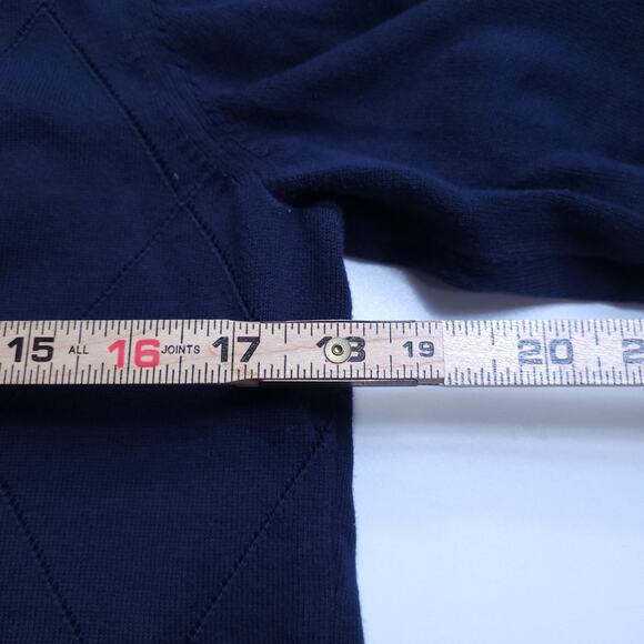 Tommy Hilfiger V Neck Small Logo Navy Blue Large 100% Cotton Preppy Academia - Picture 7 of 8